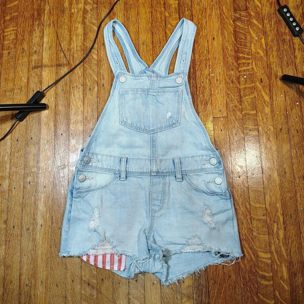 Girls Denim 100% Cotton Overall Shorts Old Navy Sz M(8)/T636